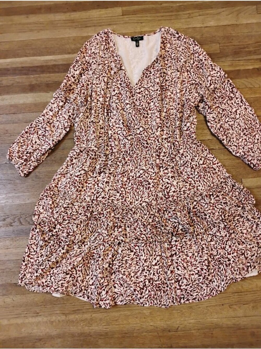 Jessica Simpson Reina Ruffle Dress Tiered Viscose Lined Casual Midi 3XL